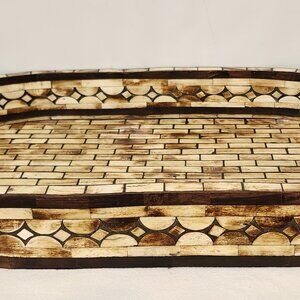 RARE Vintage Ronita Smith Bone Inlaid Display Tray 15"W By 25"L Velvet Bottom